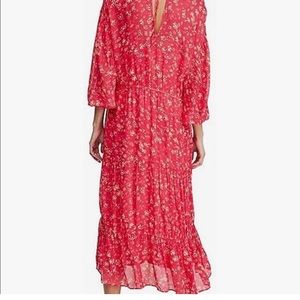 Free People Women's V-Neck Floral Oversized Maxi A-Line Dress